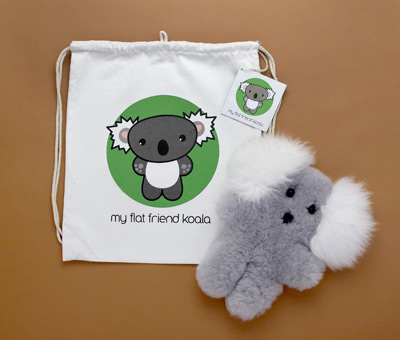 Koalld Koala Lambskin Soft Plush Toy & Drawstring Bag