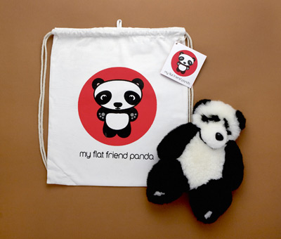 Pandld Panda Bear Lambskin Soft Toy & Drawstring Bag
