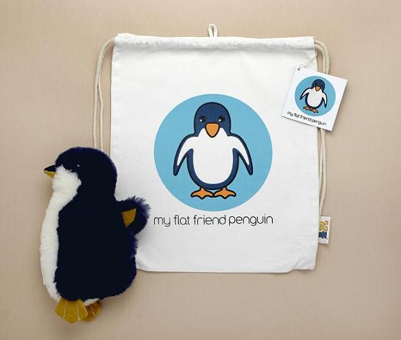 Flat Friends PENGLD Fairy Penguin Lambskin Soft Toy & Drawstring Bag