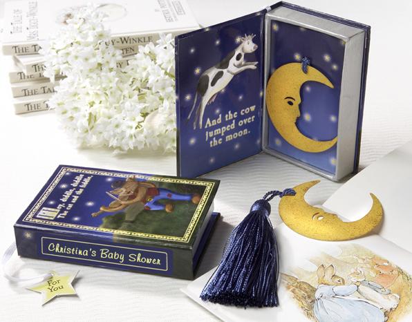 Kate Aspen 14028NA Inch Over the Moon Inch Vintage Moon Bookmark with Tassel in Nursery Rhyme Keepsake Book Box Case of 96