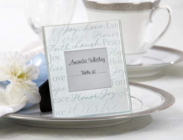 Kate Aspen 27034NA Good Wishes PearlizedGlass Photo FramePlace Card Holder Set o