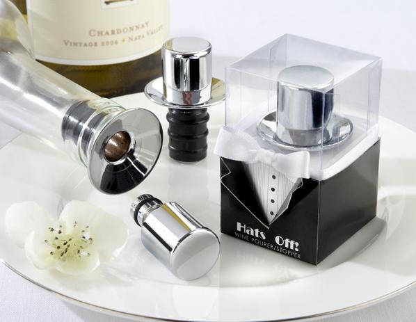 Kate Aspen 11033NA ''Hats Off!'' Chrome Top Hat Wine Pourer-Bottle Stopper- Case of 96