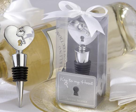 Kate Aspen 11053NA ''Key To My Heart'' Chrome Bottle Stopper- Case of 96
