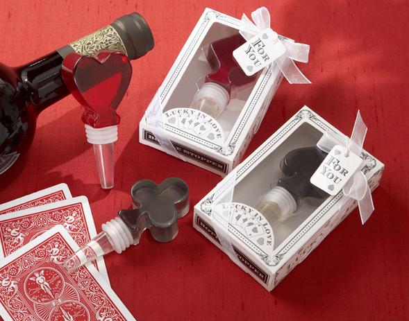 Kate Aspen 18021NA ''Lucky in Love'' Translucent Playing Card Bottle Stoppers -Set of Four- Case of 24 Sets