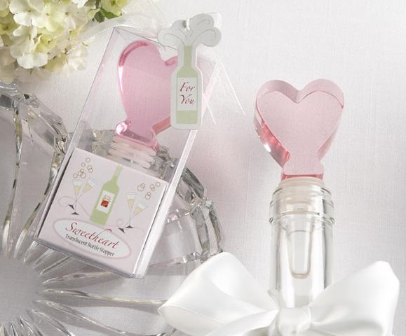 Kate Aspen 18023PK ''Sweetheart'' Translucent Pink Heart Bottle Stopper- Case of 96