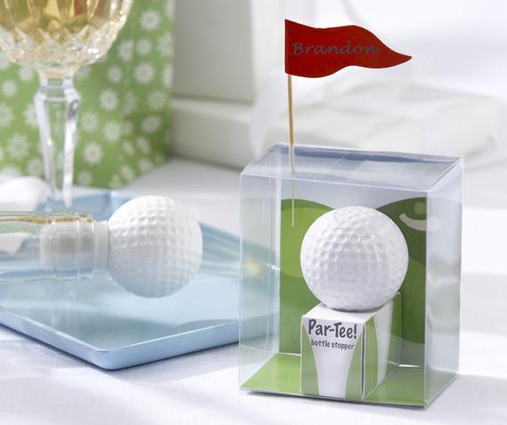 Kate Aspen 25058WT ''Par-Tee'' Golf Ball Bottle Stopper with Flag Place Card- Case of 96 Sets