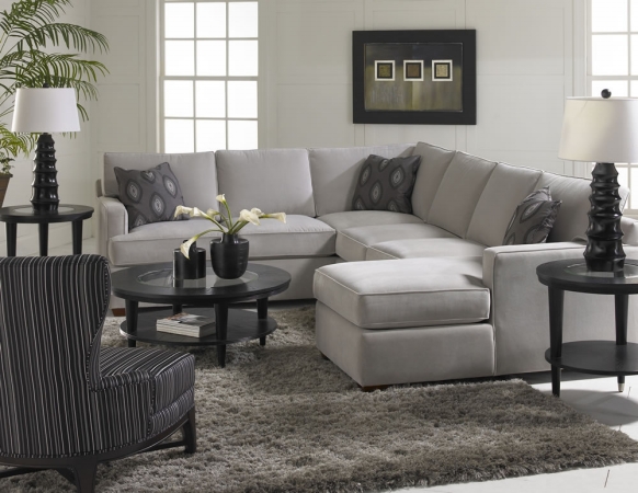 Klaussner Furniture K29000SECTA Loomis 3 Piece Sectional - Grey Black