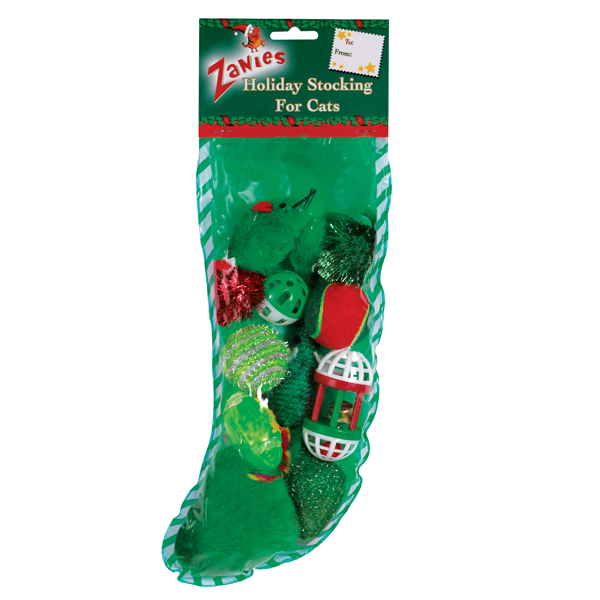 Zanies ZN-TOY-CATSTCK-GRN Green Holiday Cat Stockings