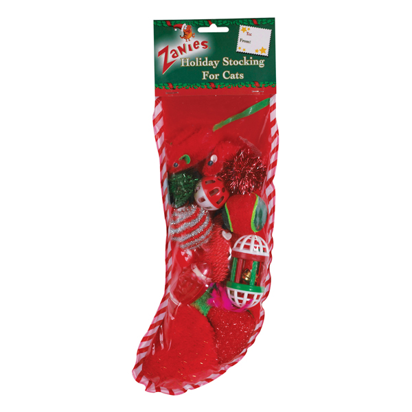 Zanies ZN-TOY-CATSTCK-RED Red Holiday Cat Stockings