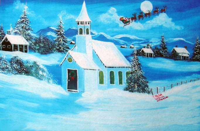 Snowy Chapel Door Mat