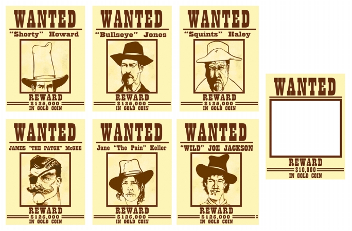 Creative Converting Rodeo Cowboy Wanted Poster - 36 Count