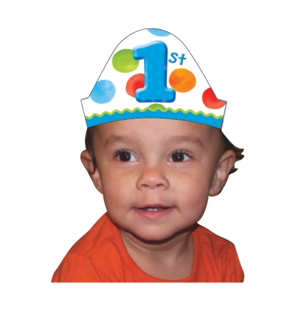 Creative Converting Big 1 Dots - Boy Headband Wrap 8 Count - Case of 6