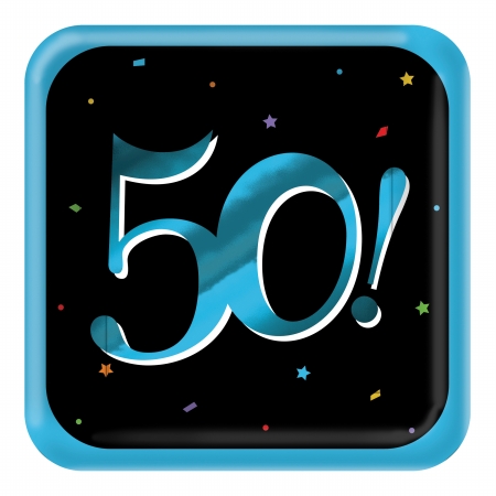 Creative Converting 50th Birthday Milestones 7 Inch Square Lunch Plate - 96 Count