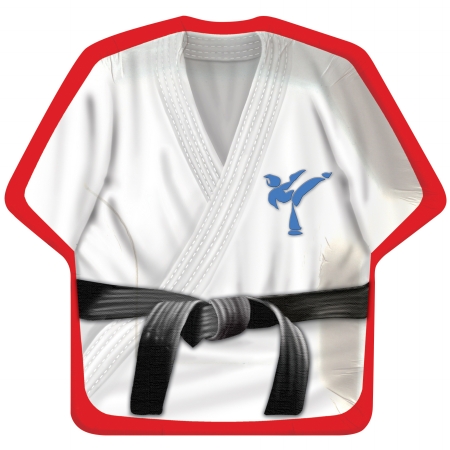 Creative Converting Black Belt Birthday 9 Inch Shirt-Shaped Dinner Plate - 96 Count