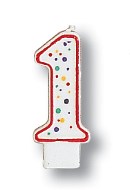 Polka Dots Numeral 1 Candle - 6 Count