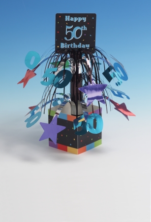 Creative Converting Birthday Milestones 50th Mini Foil Centerpiece with Base - 6 Count