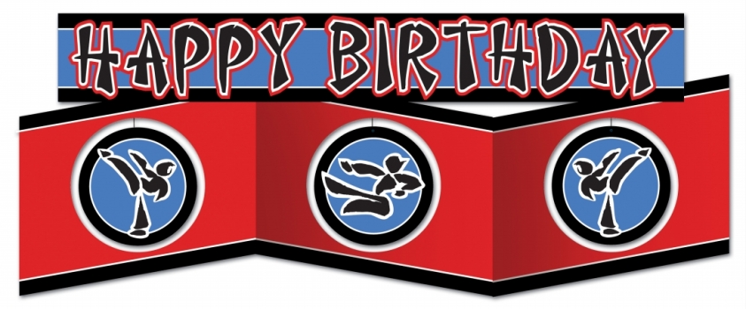 Creative Converting Black Belt Birthday Centerpiece with Hanging Pieces - Case of 6