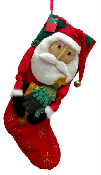 0197-244149s 19" Santa Fabric Stocking