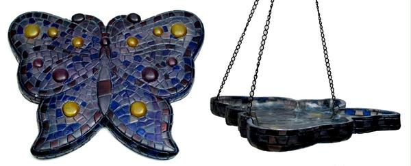 Mosaic Butterfly Birdfeeder/wall Plaque
