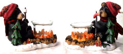 Northwood Bears Christmas Candle Holders Set of Two