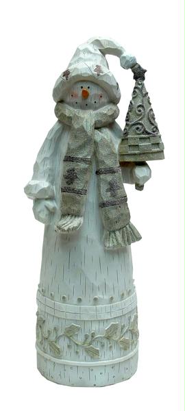 Snowman with Christmas Tree Figurine
