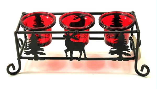 Christmas Metal Three Candle Holder