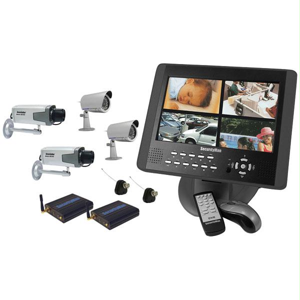 SECURITY MAN LCDDVR480K 10.2 LCD MONITOR WITH BUILT IN 4 CHANNEL DIGITAL VIDEO RECORDER 4 WIRED CAMERAS 80GB