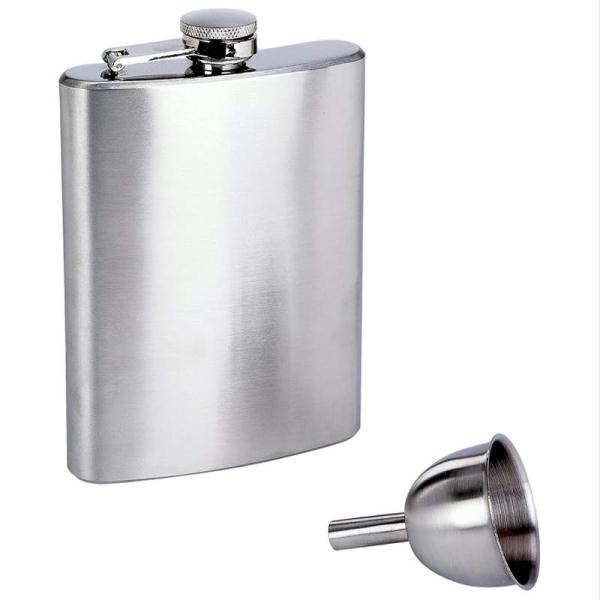 Ktflask8wb 8oz Stainless Steel Flask With Funnel