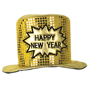 Beistle 80700GD Glitz N Gleam Happy New Year Top Hat Gold Pack of 12