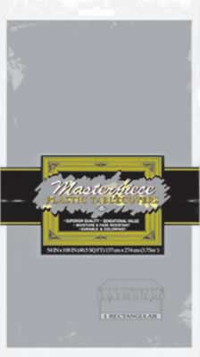 UPC 034689123569 product image for Beistle 50940-S - Masterpiece Plastic Rectangular Tablecover - Silver- Pack of 1 | upcitemdb.com