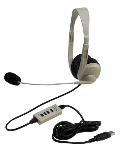 International 3064-usb Lightweight Usb Stereo Headphones With Boom Microphone