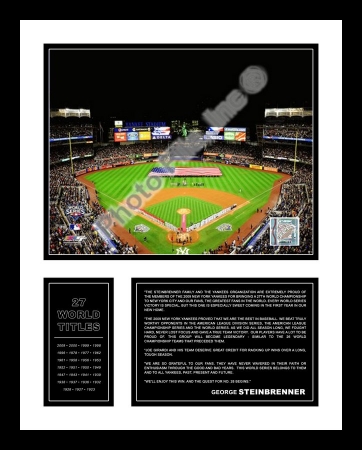 All About Autographs AAA-51251 New York Yankees Framed Photograph 2009 World Series Yankee Stadium Game 1 Flag Milestone