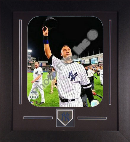 All About Autographs AAA-56036 Derek Jeter New York Yankees Framed Photograph Yankee Stadium Farewell Cap Tip with Team Medallion