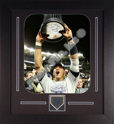 All About Autographs AAA-56274 Alex Rodriguez New York Yankees Framed Photograph 2009 World Series Trophy with Team Medallion