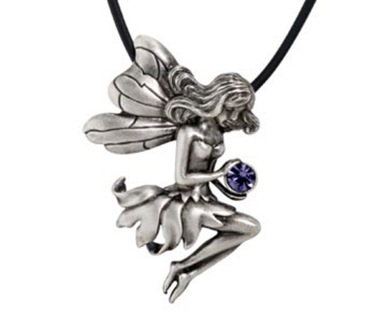 Pewter Seated Fairy Necklace- PPY267