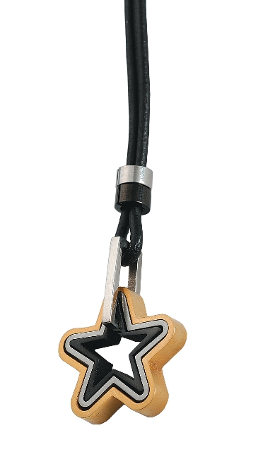 Tri-tone Star Stainless Steel Pendant- NP-145