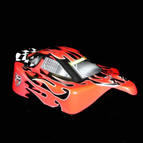 0.1 Buggy Body Red Flame - For Redcat Rc Racing Vehicles
