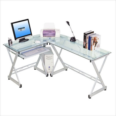 Cd-3802-gls Tempered Glass L-desk Corner Desk Unit