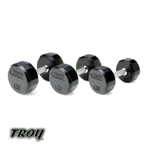 Troy Barbell TSD125R Quiet Iron Troy 12Sided Rubber Encased Dumbbell 125 
