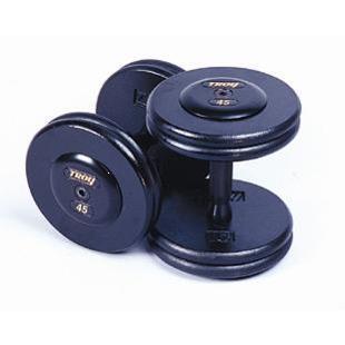 Troy Barbell PFD-105-150R Pro-Style PFD Black Machined Straight Handle Dumbbell Set - 1 Pair Each 105-150 Pounds