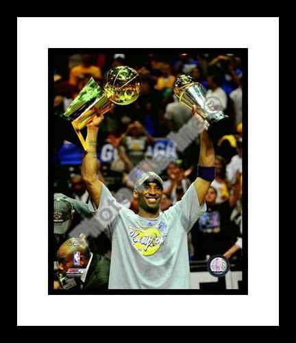 All About Autographs Aaa-21216 Kobe Bryant Los Angeles Lakers NBA Framed 8X10 Photograph 2009 NBA Finals Championship And Mvp Trophy