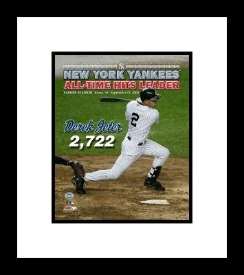 All About Autographs Aaa-21229 Derek Jeter New York Yankees Mlb Framed 8X10 Photograph Career Hit 2 722 Swinging Overlay
