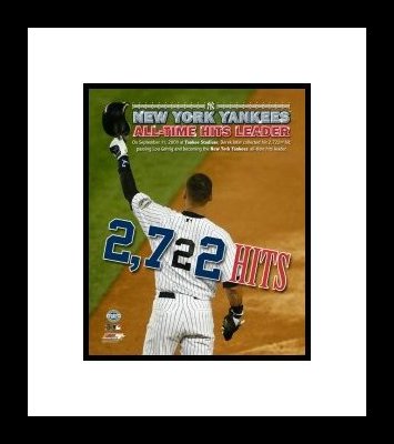 All About Autographs Aaa-21230 Derek Jeter New York Yankees Mlb Framed 8X10 Photograph Career Hit 2 722 Cap Tip Overlay
