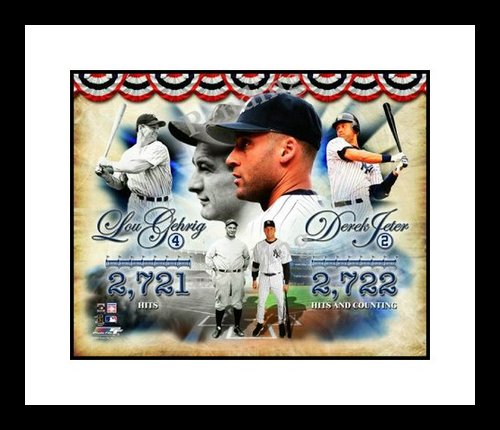 All About Autographs Aaa-21231 Derek Jeter New York Yankees Mlb Framed 8X10 Photograph Career Hit 2 722 Lou Gehrig Collage