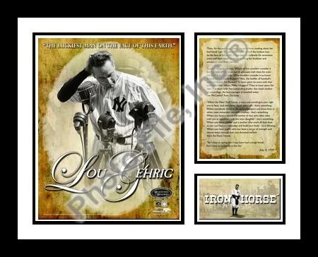 All About Autographs Aaa-50137 Lou Gehrig New York Yankees Mlb Framed Photograph Luckiest Man Speech Milestone Collage