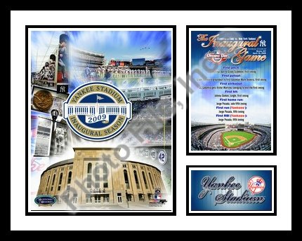 All About Autographs Aaa-50167 2009 New York Yankees Mlb Framed Photograph Inaugural 1St Game New Yankee Stadium Milestone Collage