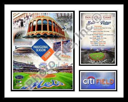 All About Autographs Aaa-50168 2009 New York Mets Mlb Framed Photograph Inaugural 1St Game New Citi Field Milestone Collage