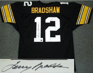 All About Autographs Aaa76075 Terry Bradshaw Pittsburgh Steelers NFL Hand Signed Authentic Black Jersey