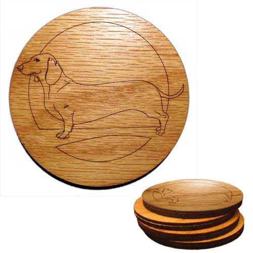 CAMIC Designs DOG004C4 Laser-Etched Dachshund Dog Set of 4 Coasters