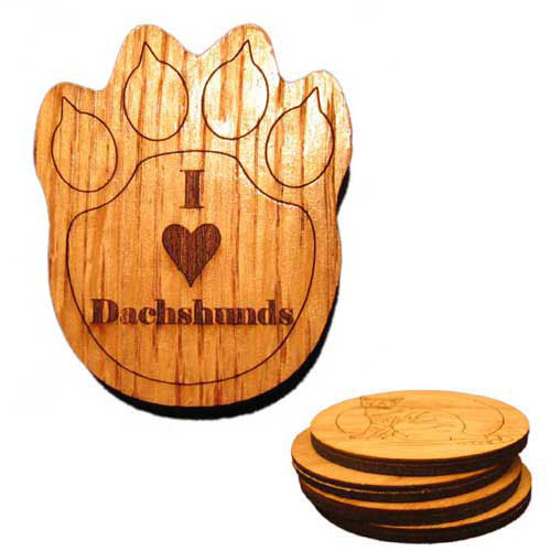 CAMIC Designs DOG004PC4 Laser-Etched I Love Dachshunds Set of 4 Coasters